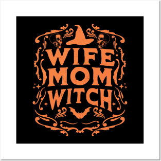 Wife Mom Witch Funny Halloween Witchcraft Retro Posters and Art